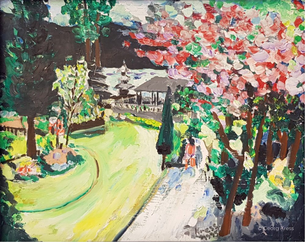 Bali - Ulu Danu. 1985. Tempera, Öl auf Leinwand.