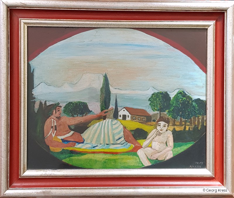 Achilles und Eros. 1983. Eitempera, Öl auf Leinwand.