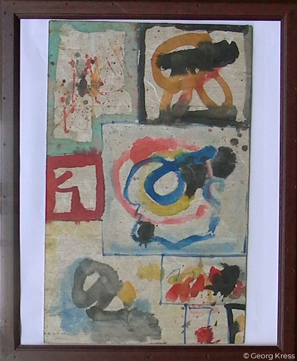 Akausal - Emotional V. 1962. Aquarell auf Papier, Holz.