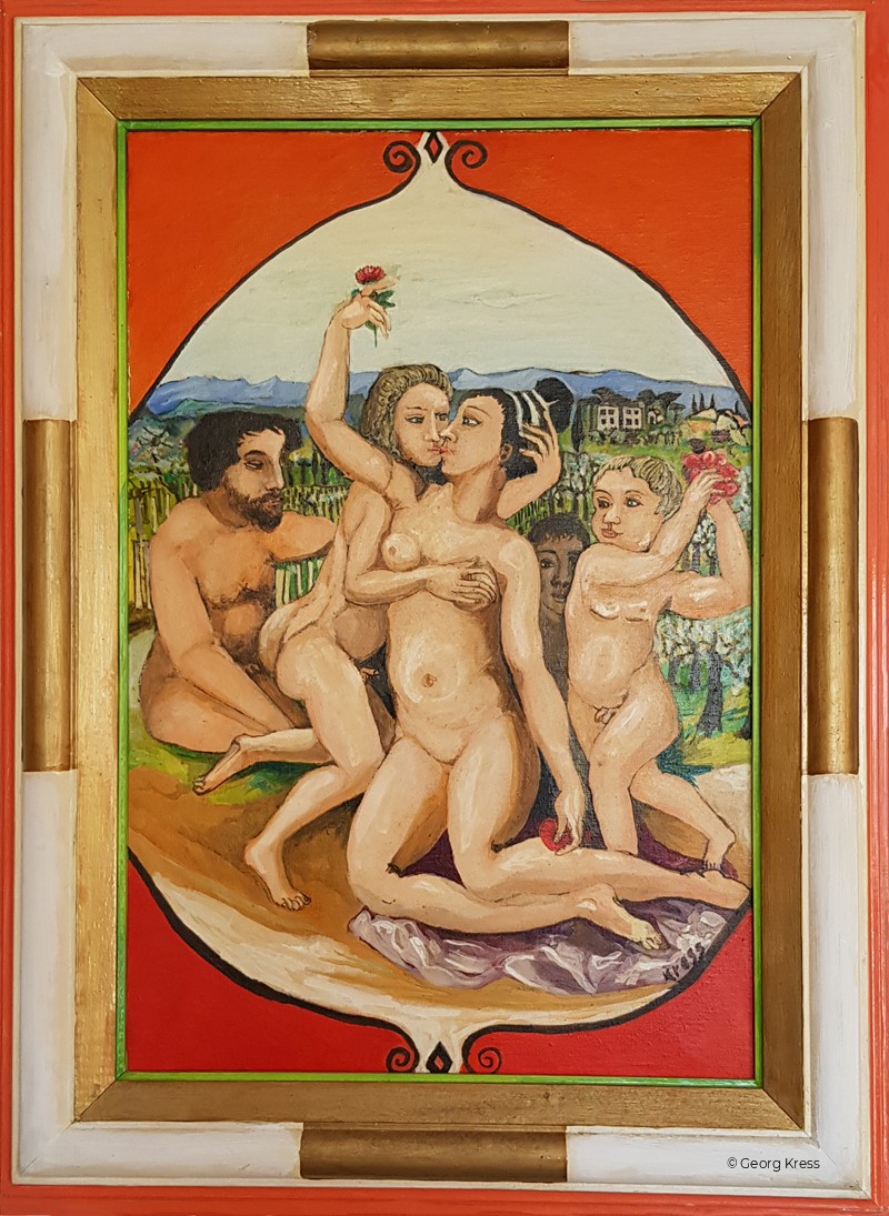 Aphrodite und Pan im Valdarno. 1984. Eitempera, Öl auf Leinwand.