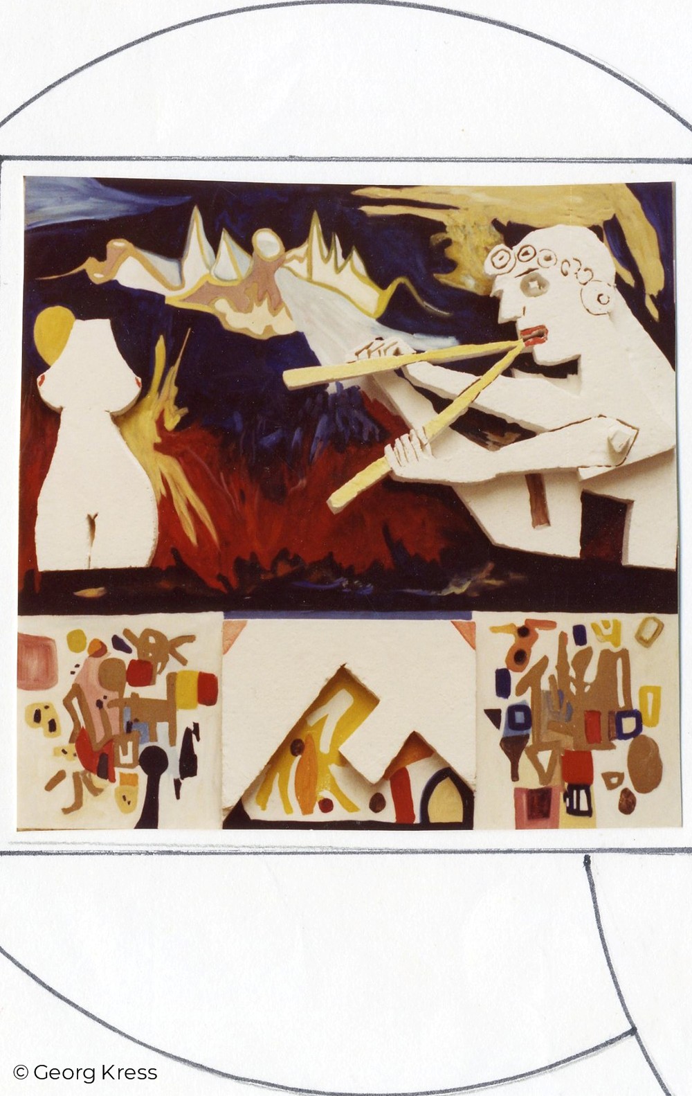 Der musizierende Pan. 1969. Styropor, Eitempera, Öl auf Holz.