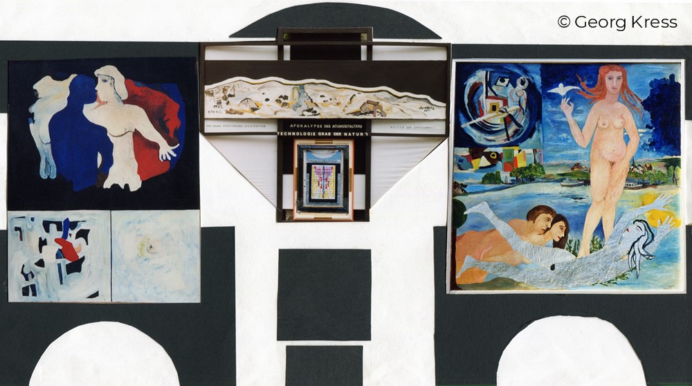 Die Geburt des Kosmos und die Mondlandung. 2001. Eitempera, Öl, Disperison auf Leinwand, Holz.