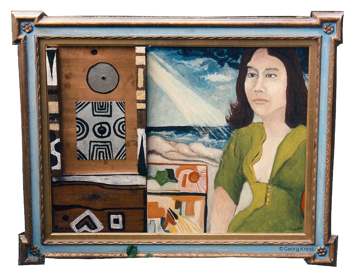 Im grünen Gewand am Meer. 1976. Eitempera, Holz, Buntmetalle, Leinwand.