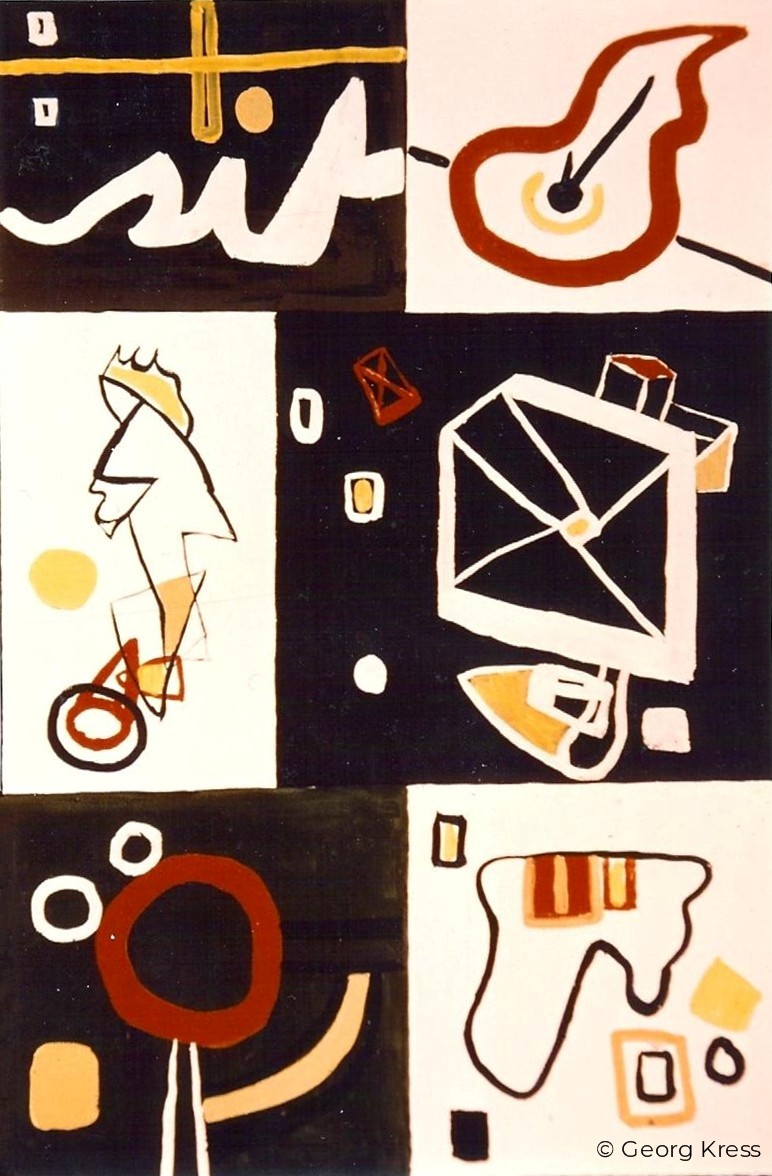 Im Weltall eine Komposition. 1964. Tempera, Öl auf Leinwand.