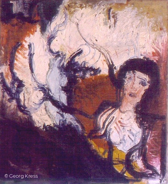 Johanna von Orleans in Flammen. 1962. Tempera, Öl auf Leinwand.
