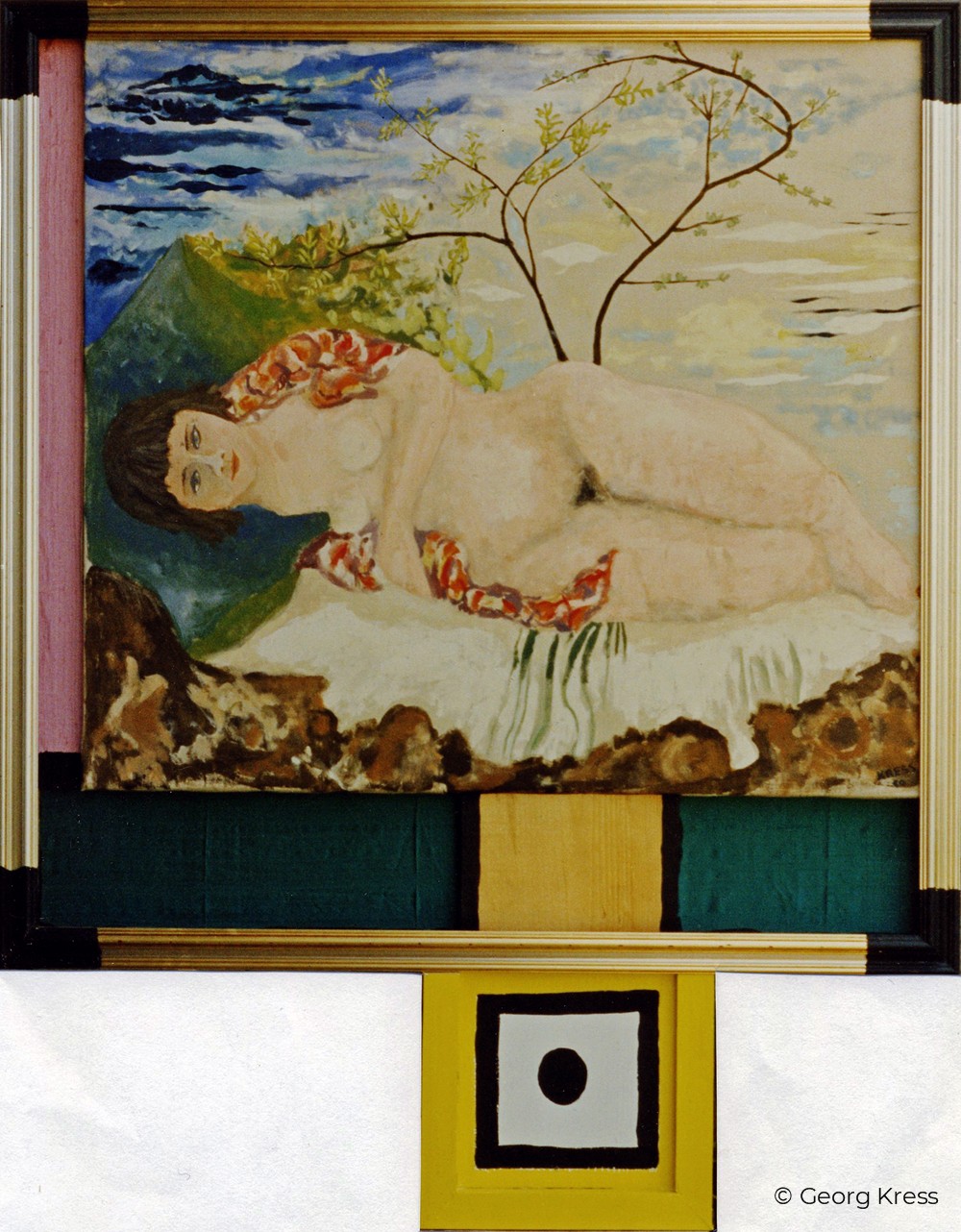 Liegender Akt im Frühling. 1991. Eitempera, Öl auf Seide, Holz.