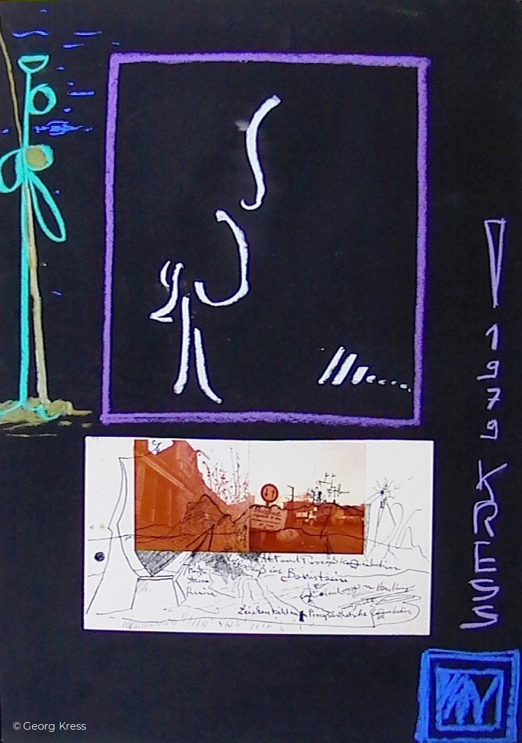 Ruine und Liebespaar. 1979. Foto, Tusche, Pastell auf Papier, Karton.